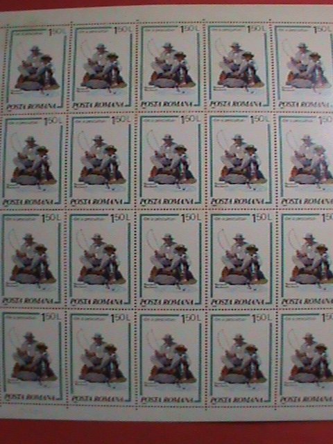 ROMANIA STAMP: 1981 SC#3038  NOMAN ROCKWELL-SNAGGING THE BIG ONE-MNH  FULL SHEET