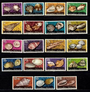 St. Vincent & Grenadines stamps #33 - 51, MNH OG,  CV $39.75