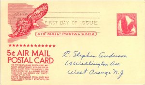 #UXC2 American Eagle Air Mail Postcard – Anderson Cachet Addressed to Ander...