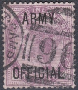 GB 1881 SgO43 1d Lilac Army Official Fine Used 96 Aldershot Camp