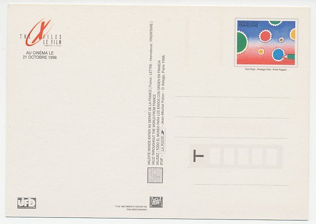 Postal stationery France 1998 The X Files