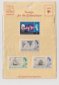 Tristan da Cunha British dealer's pack w 4 stamps inc #73, 89 Vintage 60s