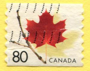 2009 Canada 80c Red Maple Leaf coil, used