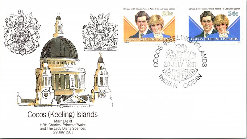 Cocos Islands, Worldwide First Day Cover, Royalty