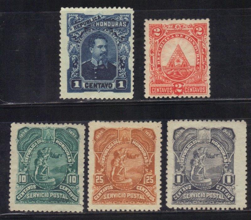 ROSS1374:  HONDURAS 41+51+65+68+70 **USED** 1890-92    NICE VINTAGE STAMP