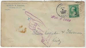 #213 2cent WASH OMAHA NEBRASKA  RETURN TO SENDER HAND W/FANCY CIRCLE CANCEL Q48