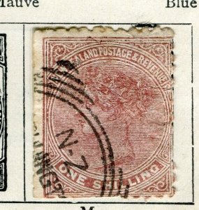 NEW ZEALAND; 1882 early classic QV Side Facer issue used 1s. value