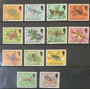 FALKLAND ISLANDS 1984 INSECTS SG469/483 NO IMPRINT SET FINE USED TO £1 LESS 25p