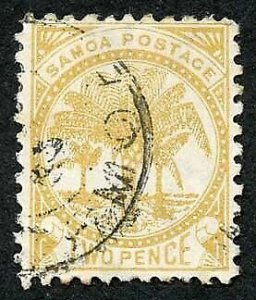 Samoa SG59c 2d Pale ochre Perf 11 Fine used Cat 13 pounds