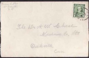 Canada-cover  #10293 - 1c KGV pictorial - St. Quentin, NB single broken circle -