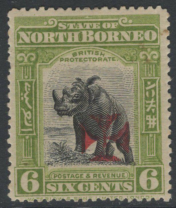 NORTH BORNEO SG206a 1914 6c APPLE-GREEN p141½-15 MTD MINT SHORT PERF