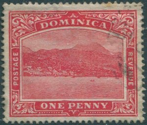 Dominica 1908 SG48 1d carmine-red KGV Roseau mult crown CA wmk few toned perfs F