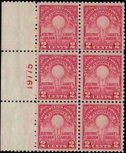 654 Mint,OG,NH... Plate Block of 6... SCV $40.00