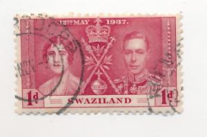 Swaziland 1937  Scott 24 used - 1c, Coronation issue, common design