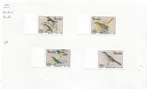 VENDA - 1991 - Birds - Perf 4v Set - Mint Light Hinged