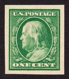 Scott 383, Mint NH XF Imperforate 1c Franklin Issue