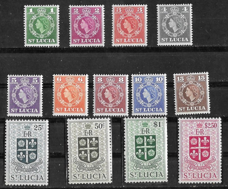 St. Lucia # 157-69  QE II Definitives - complete  (13)     Mint NH