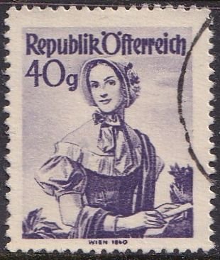 Austria 528 (used) 40g Costume of Vienna, 1840, violet (1948)