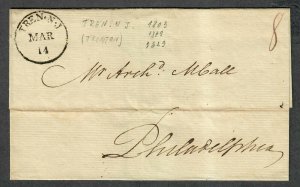 Stampless Cover Trenton NJ Mar 14 1803 To Philadelphia