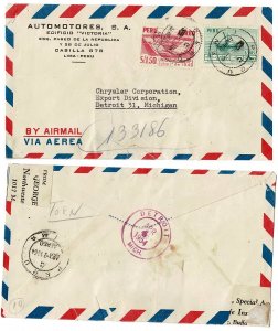 Peru 1954 Chrysler cover Lima to Detroit