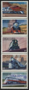 US 3337a Famous Trains  Strip of 5  MNH