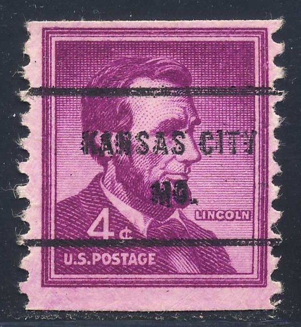 Kansas City MO, 1058-61 Bureau Precancel, 4¢ coil Lincoln