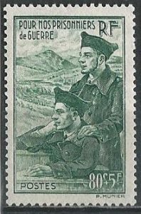 France B108 (mh) 80c+5fr prisoners of war, dk green (1941)