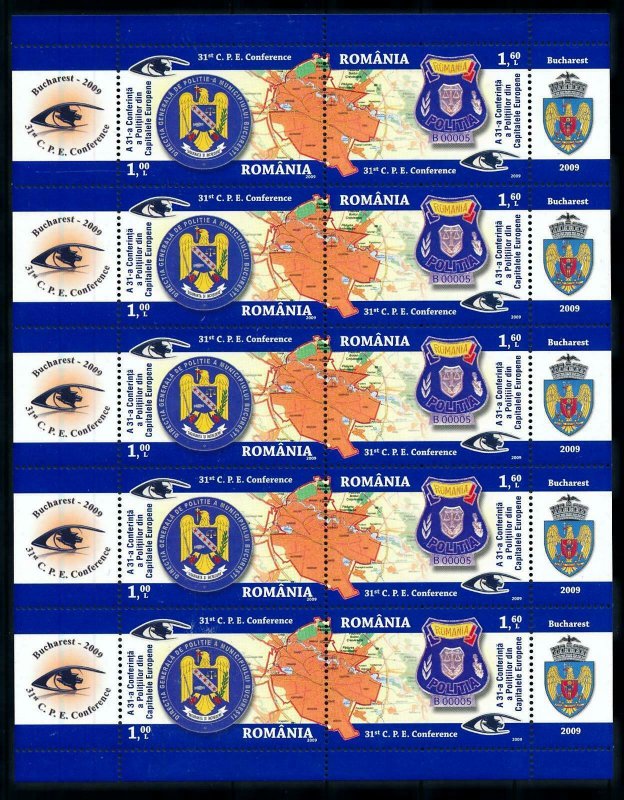 [101575] Romania 2009 Police conference city map Sheet MNH