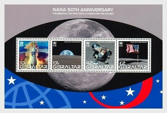 2008   GIBRALTAR  -  SG.MS1291 MINI SHEET  -  NASA 50TH ANNIVERSARY