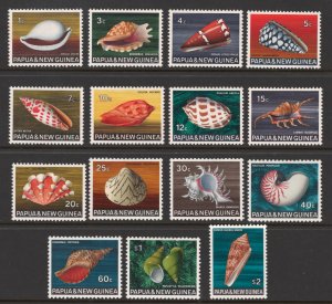 Papua New Guinea 1968-69 Sea Shells Scott # 265 - 278 MH