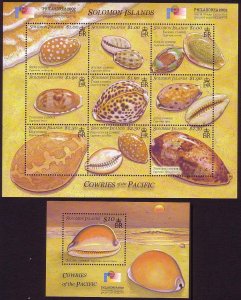 Solomon Is. Cowrie Shells Sheetlet of 9v+MS 2002 MNH SC#943-944 SG#1024-MS1033