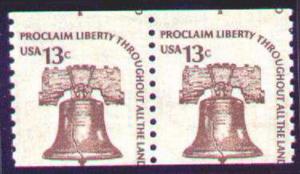 1618 13c Liberty Bell, Misperfed NH, Pair t1996 t1996