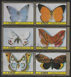 Ajman  1972  Butterflies  -  Light series  set of 6  CTO