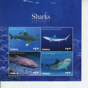 2014 Tuvalu Sharks II MS4 (Scott 1303) MNH