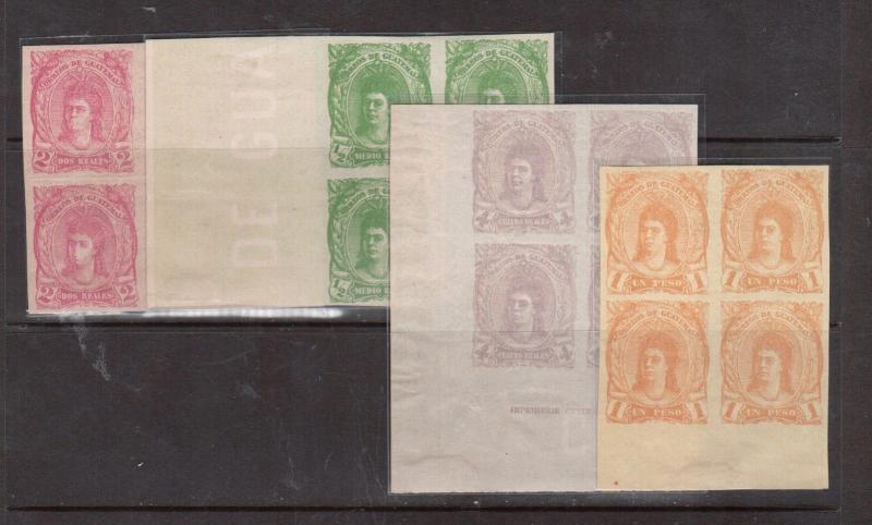 Guatemala #11a - #14a Extra Fine Mint Imperf Block Set 