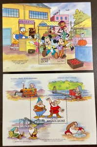 Sierra Leone 2 Disney Settings in Sierra Leone Souvenir Sheets 1990