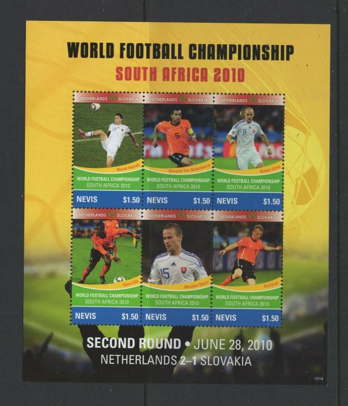 Nevis #1635 (2010 World Cup sheet of six)  VFMNH CV $6.75