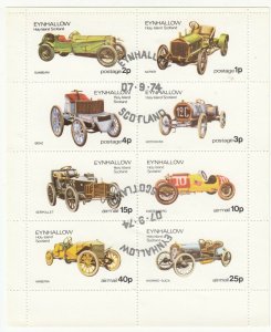 Cinderellas; Eynhallow, Holy Island, Scotland, MNH Early Cars Sheetlet, 1974 CTO