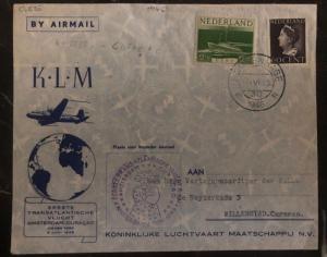 1946 The Hage Holland Airmail cover FFC To Willemstad Curacao Via New York KLM