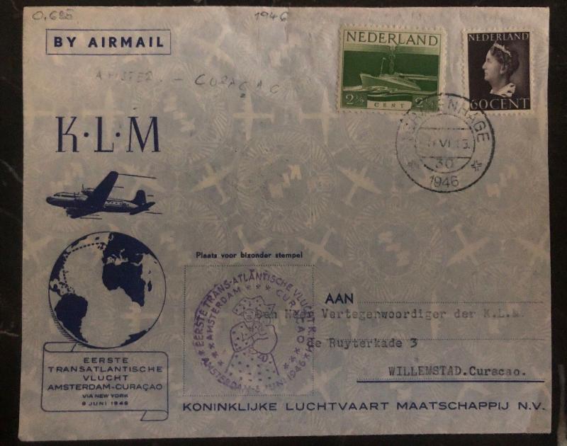 1946 The Hage Holland Airmail cover FFC To Willemstad Curacao Via New York KLM