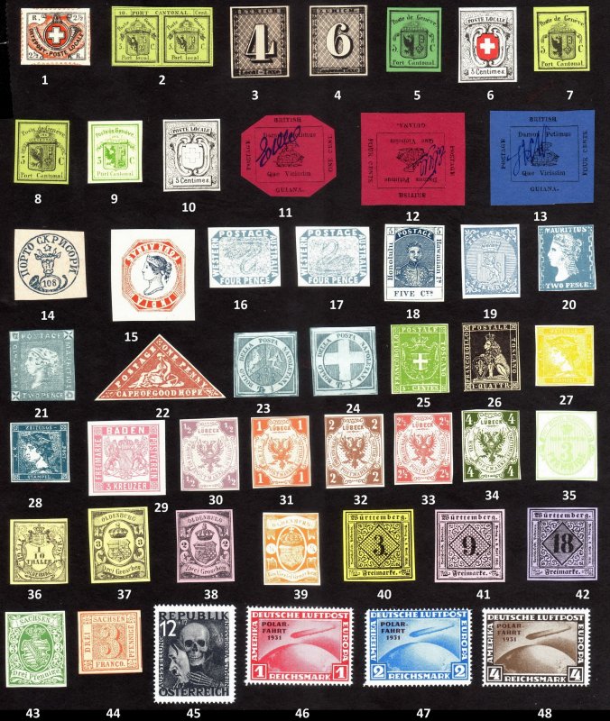 World's Most Valuable stamps, Peter Winter Forgery x 48! Check Description!