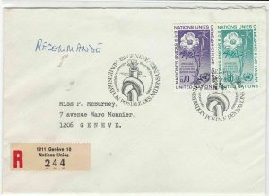 Geneva United Nations 1975 Registered stamps cover ref 21705