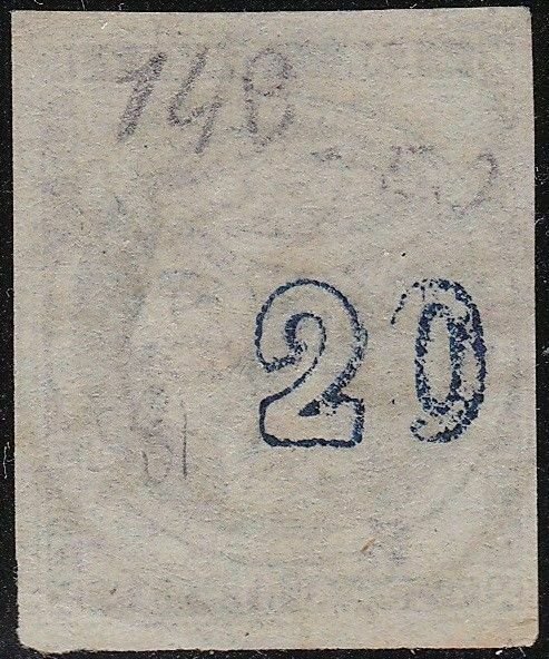 1861-62 Greece/ Greece, N° 14Aa 20 Lepta Blue Dark Used Digit To Verso