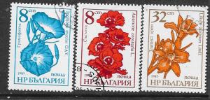 Bulgaria #3184-3186  Flowers (U) CV$0.80