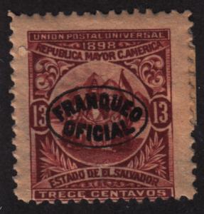 El Salvador O135 Official Usage Postage O/P 1898