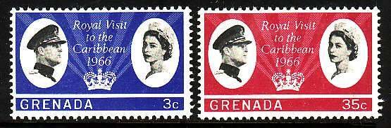 Grenada-Sc#213-4- id7-unused VLH Omnibus set-Royal Visit-QEII-1966-