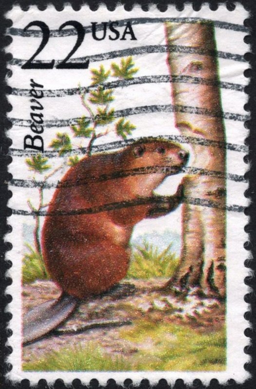 SC#2316 22¢ North American Wildlife: Beaver (1987) Used