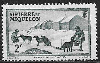 Saint Pierre and Miquelon 172, 2c Dog Team, MH, VF