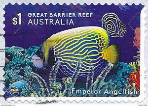 AUSTRALIA 2018 $1 Multicoloured, Great Barrier Reef-Emperor Angelfish Die-Cut...