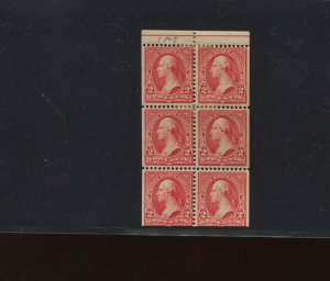 Scott 279Bj Washington Mint Booklet Pane of 6 Stamps (Stock 279 bp-2)